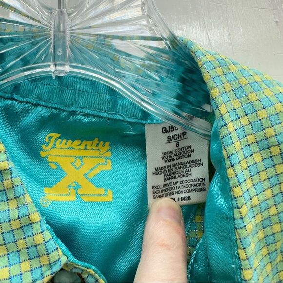 Twenty X 20x Wrangler western wear short sleeve pearl snap shirt girls small 6 - Picture 5 of 5